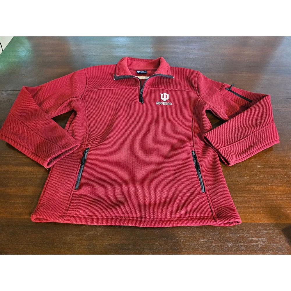 Campus Heritage Indiana University Quarter Zip Pullover Mens Med Red IU Fleece